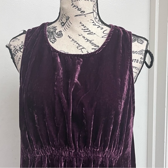 Gap Maternity Purple Velvet swing Midi dress Goth Grunge Boho Hippie Moto Bike M - Picture 11 of 11
